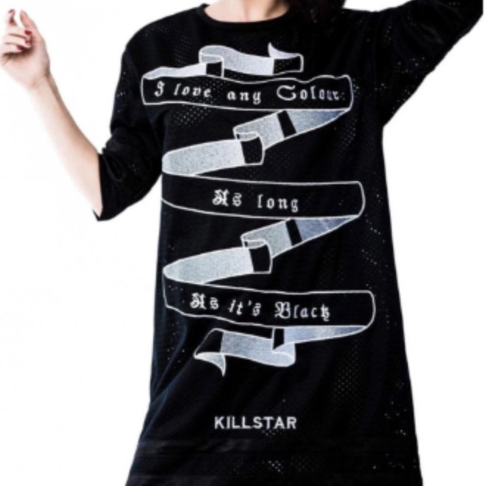 KILLSTAR Fact Hockey Dress Mesh Jersey I Love Any Colour As Long As Its Black Sm